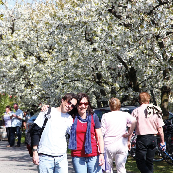 Besucher beim Blütenfest in Freinsheim