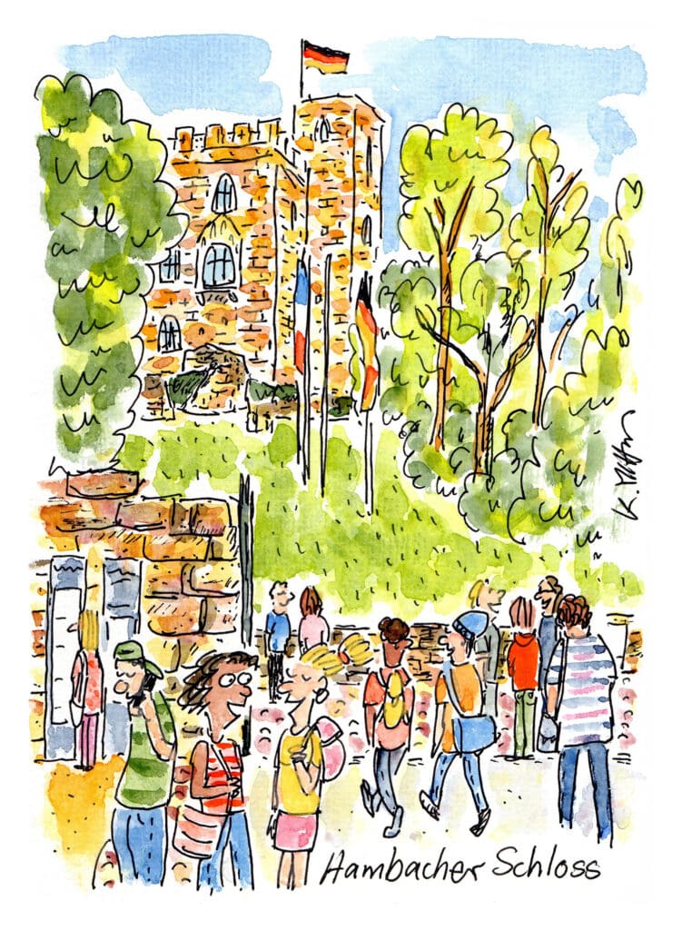 Zeichnung von Karin Mihm Hambacher Schloss