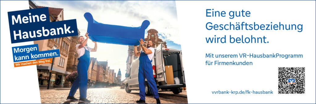 Anzeige VVR Bank Kur- und Rheinpfalz eG, eine gute Geschäftsbeziehung wird belohnt