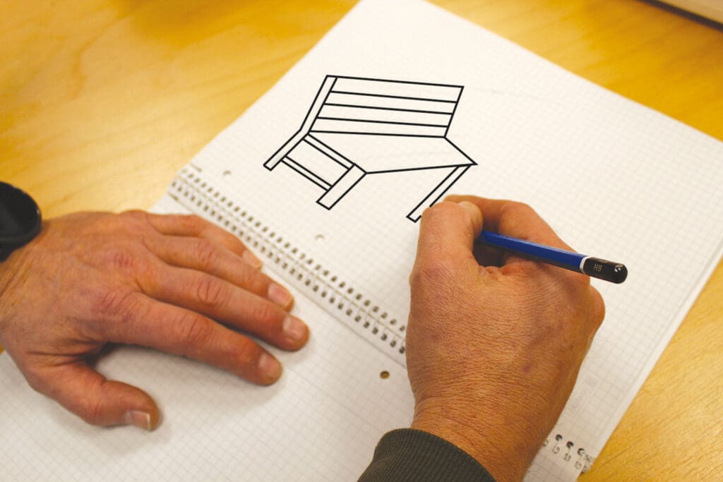 Skizze einer Sitzbank