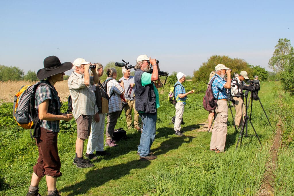 Menschen mit Ferngläsern